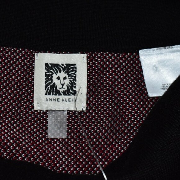 Anne Klein Poncho Pullover Red And Black Plaid Sweater Cape Shawl Size L - Picture 4 of 13